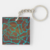 Porte-clés Giraffe Impression Brown et Turquoise (Dos)