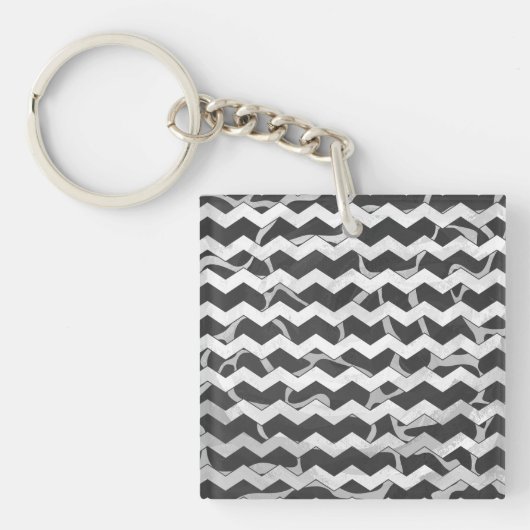Porte-clés Giraffe noir et gris Chevron Motif (Devant)