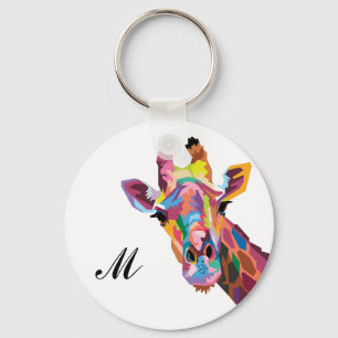 Porte-clés Giraffe Pop Art coloré Monogramme