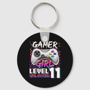 Porte-clés Girl Level 11 Déverrouillé Jeu vidéo 11e anniversa