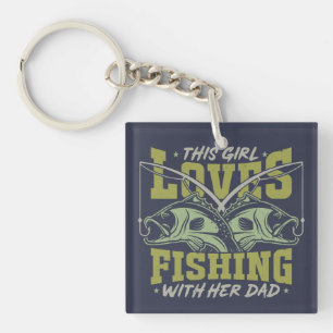 Porte-clés Girl Love Fishing With Her Papa Fishing Papa citat