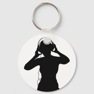 Porte-clés Girl with Headphones in Silhouette