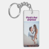 Porte-clés Girlfriend Photo typographie violette (Devant gauche)