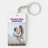 Porte-clés Girlfriend Photo typographie violette (Dos)