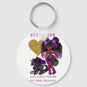 Porte-clés Girls Friend Cadeau Black Unicorn Besticorn Magie
