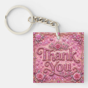 Porte-clés Girly Élégant Pailleté Rose Pâle Merci