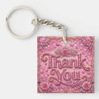 Porte-clés Girly Élégant Pailleté Rose Pâle Merci