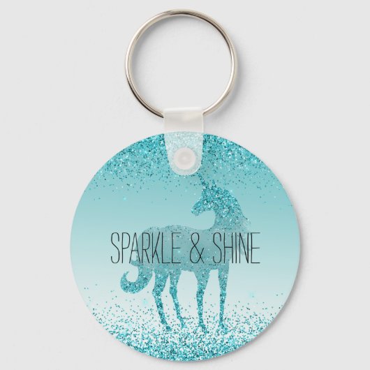 Porte-clés Girly Glitz Aqua Turquoise Parties scintillant Uni (Recto)