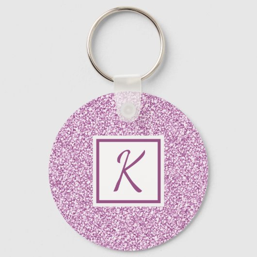 Porte-clés Girly Pink Sparkle Monogrammed (Recto)