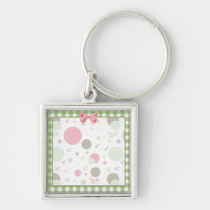 Porte-clés Girly Rose En vichy Cercles Motifs mignonnes margu