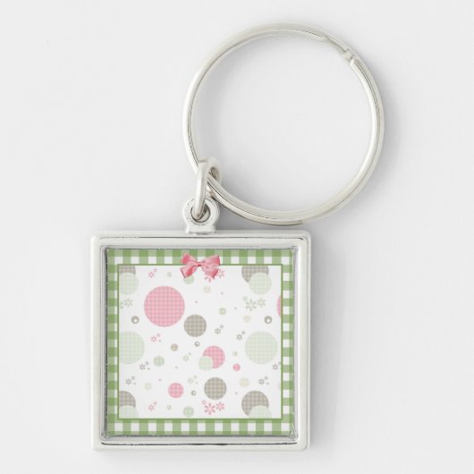 Porte-clés Girly Rose En vichy Cercles Motifs mignonnes margu (Devant)