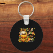 Porte-clés Give Thanks To The Lord Fall Christian Cross Coque (Recto)