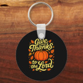 Porte-clés Give Thanks To The Lord Pumpkin Christian Fall Des (Recto)