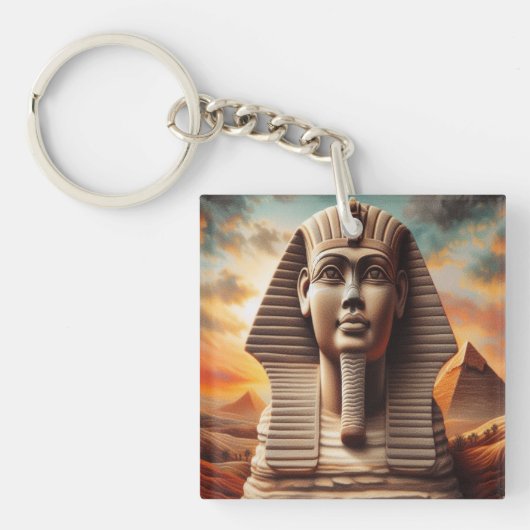 Porte-clés Giza Sphinx Head avec Pyramides Egypte Travel (Devant)