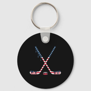 Porte-clés Glace Hockey Dégoulinante Drapeau Américain Hockey