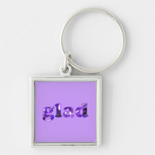 Porte-clés Glad épelé avec des fleurs violettes porte - clés