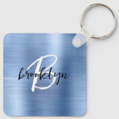 Porte-clés Glam Blue Métal Brossé Monogramme (Dos)