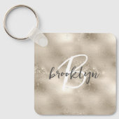 Porte-clés Glam Champagne Or Glitter Sparkle Monogramme  (Recto)