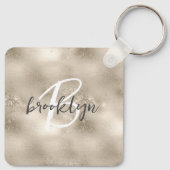 Porte-clés Glam Champagne Or Glitter Sparkle Monogramme (Dos)