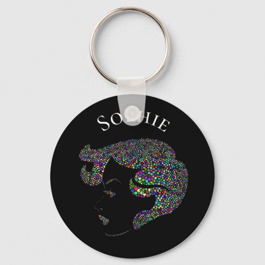 Porte-clés Glam fille avec le coeur nom personnel (Recto)