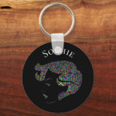 Porte-clés Glam fille avec le coeur nom personnel (Recto)