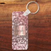 Porte-clés Glam Girl Blush Pink Gitter Nom du design Monogram (Verso)