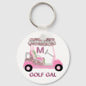 Porte-clés Glam Glitz Monogram Rose Gold Golf Panier (Verso)