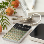 Porte-clés Glam Gold sage Harlequin Personnalisé (Devant droit)