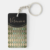 Porte-clés Glam Gold sage Harlequin Personnalisé (Dos)
