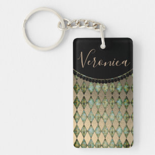 Porte-clés Glam Gold sage Harlequin Personnalisé