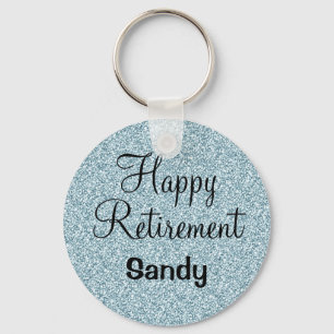 Porte-clés Glam Happy Retirement Bleu Parties scintillant Arg