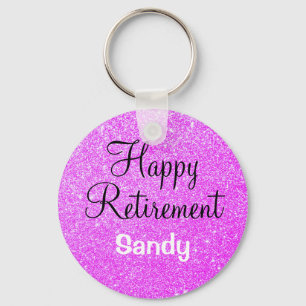 Porte-clés Glam Happy Retraite Purple Parties scintillant Éti