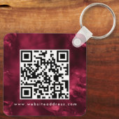 Porte-clés Glam Metallic Burgundy Hotel Logo Qr Code Nom (Verso)