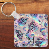 Porte-clés Glam Opal Leopard Print Girly Keychain (Recto)