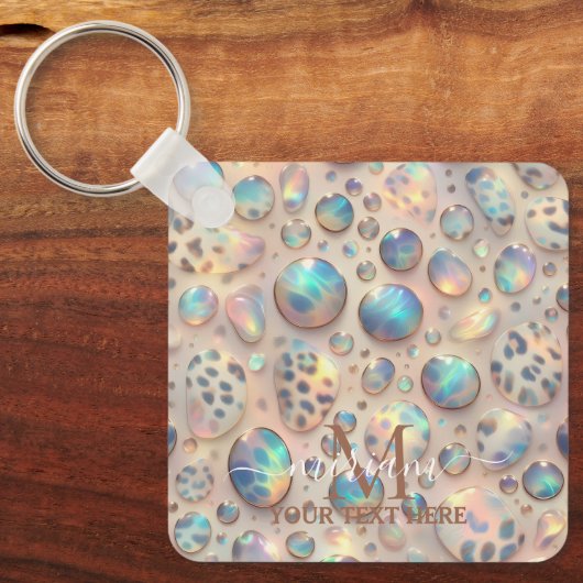 Porte-clés Glam Opal Leopard Print Girly Keychain (Recto)