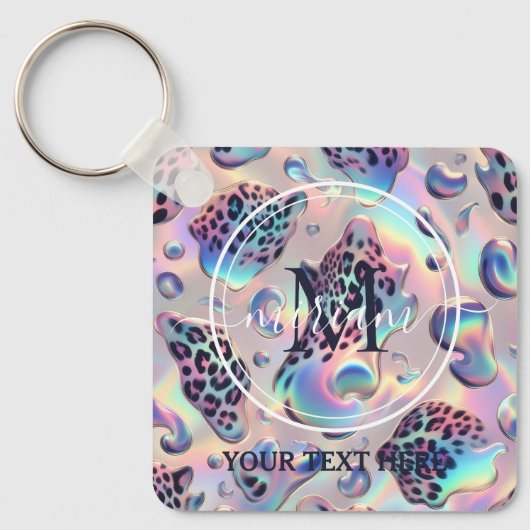 Porte-clés Glam Opal Leopard Print Girly Keychain (Recto)
