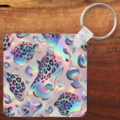 Porte-clés Glam Opal Leopard Print Girly Keychain (Verso)