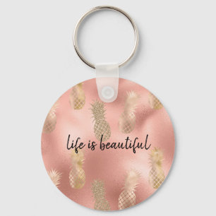 Porte-clés Glam Pink Gold Pineapples