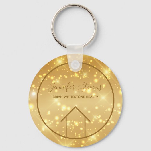 Porte-clés Glam Realtor Chic Custom Real Estate Gold Sparkle (Recto)