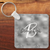 Porte-clés Glam Silver Glitter Sparkle Monogram  (Recto)