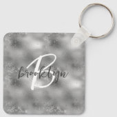 Porte-clés Glam Silver Glitter Sparkle Monogram  (Dos)