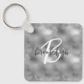Porte-clés Glam Silver Paillettes Monogramme (Recto)