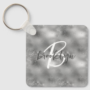 Porte-clés Glam Silver Paillettes Monogramme
