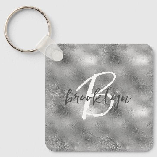 Porte-clés Glam Silver Paillettes Monogramme  (Recto)