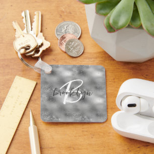 Porte-clés Glam Silver Paillettes Monogramme 