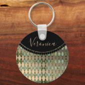 Porte-clés Glam Turquoise Arlequin Porte - clé personnalisé (Recto)