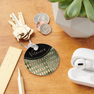 Porte-clés Glam Turquoise Arlequin Porte - clé personnalisé