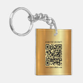 Porte-clés Glamor moderne QR Code Carré or double face (Devant gauche)