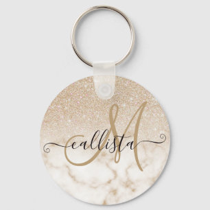 Porte-clés Glamorous Gold White Glitter ombre