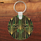 Porte-clés Glamour Art Déco Or Émeraude (Recto)